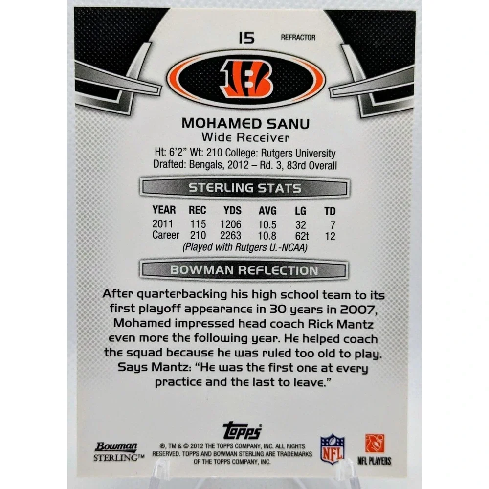 2012 Bowman Sterling Silver Refractor /25 Mohamed Sanu #15 Rookie RC